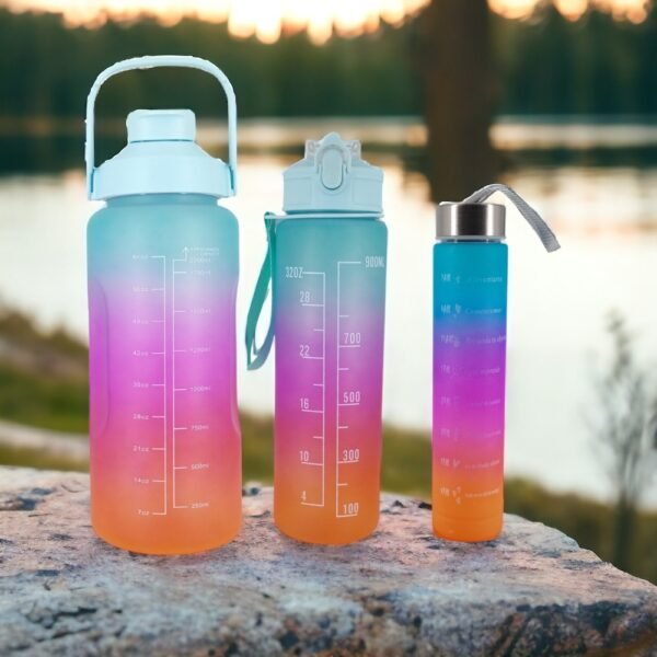 Kit X3 Botellas De Agua Motivacional de 2L, 700mL y 300mL + Stickers - Imagen 5