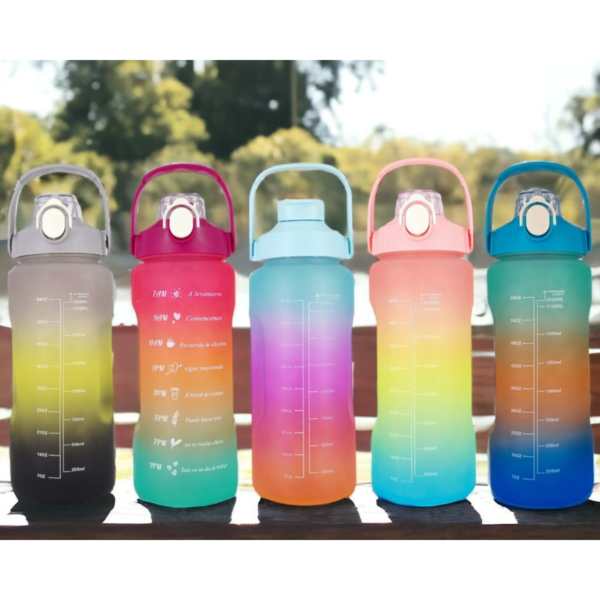 Kit X3 Botellas De Agua Motivacional de 2L, 700mL y 300mL + Stickers - Imagen 6